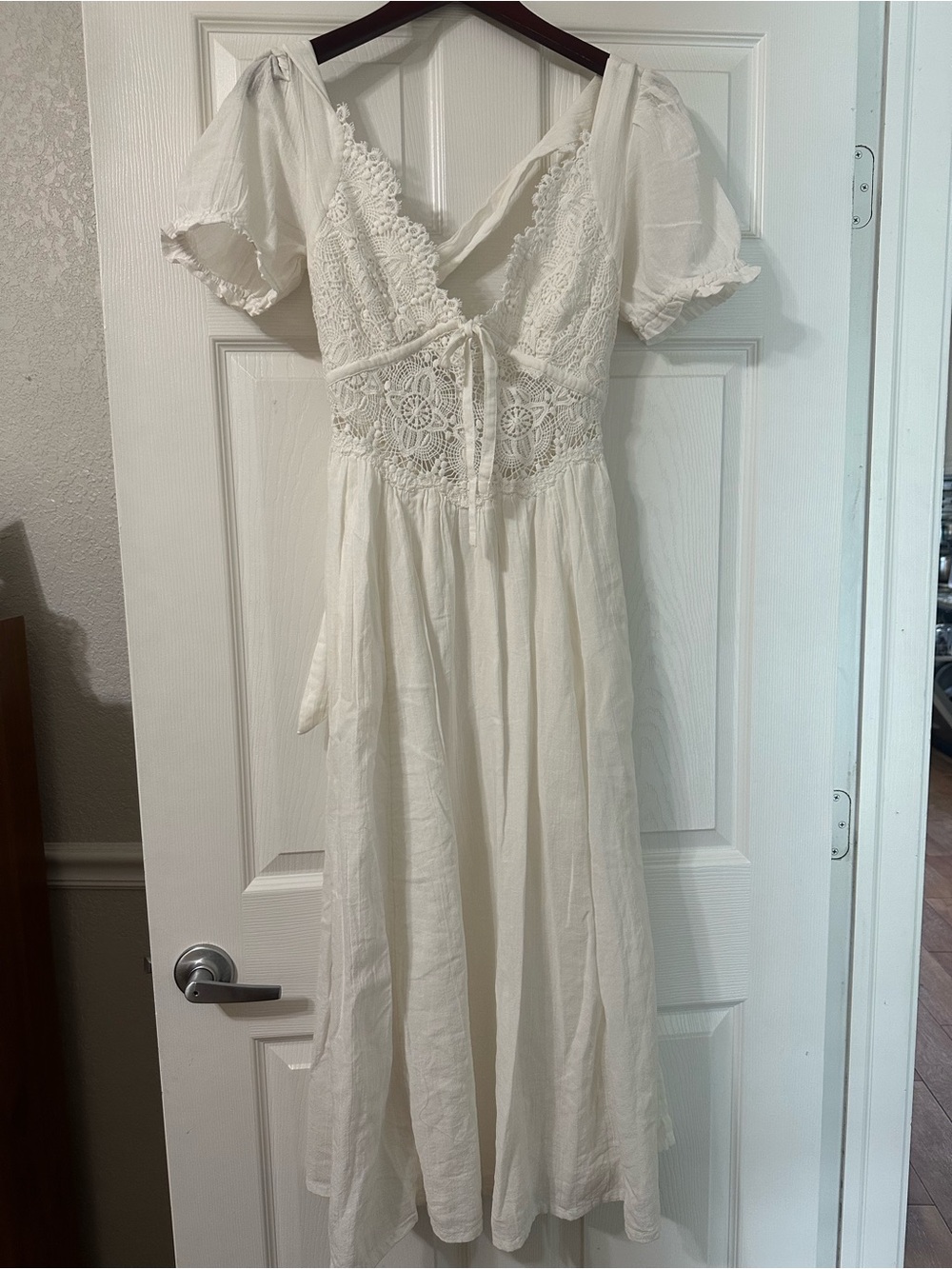 Free People Ivory Lace-Trim Maxi Dress